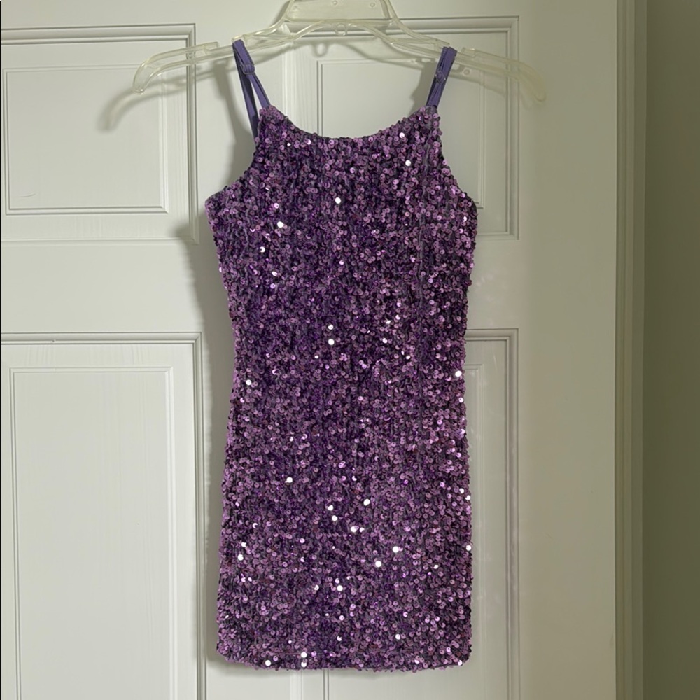 Purple Sequin Mini Dress MIA New York Girls S ( 7 )